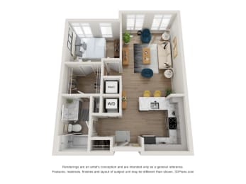 1 bed, 1 bath, 621 sqft, $1,987