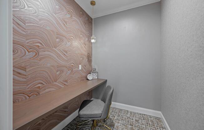 Private focus room with built-in workspace, task lighting, and a quiet setting designed for concentrated work, study sessions, and video calls.
