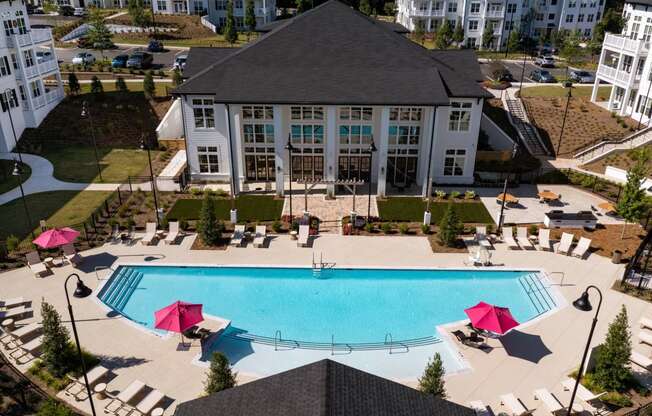 Pool Aerial View at The Quincy Apartments, Acworth, Georgia