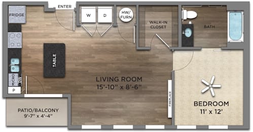 1 bed, 1 bath, 702 sqft, $1,504