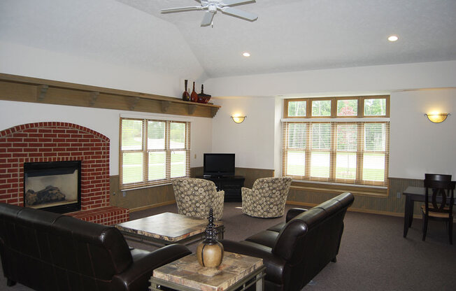 Fireplace In Large Clubhouse at Trillium Pointe Apartment Homes, Jackson, 49201