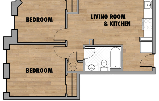 2 beds, 1 bath, 650 sqft, $1,665, Unit 221