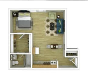 Studio, 1 bath, 400 sqft, $850