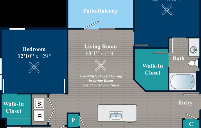 2 beds, 2 baths, 1,073 sqft, $1,660