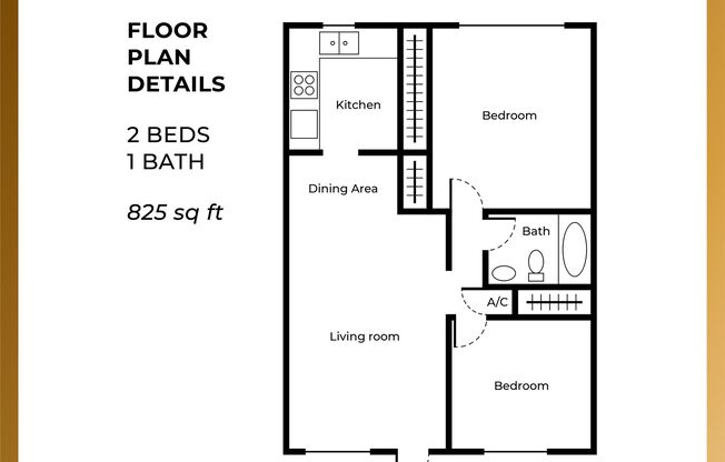 2 beds, 1 bath, 825 sqft, $2,025