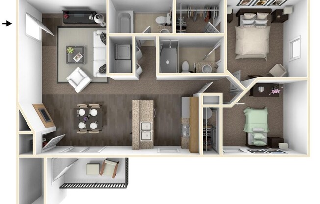 2 beds, 2 baths, 1,008 sqft, $1,700, Unit 202-F