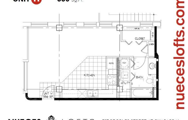 1 bed, 1 bath, 556 sqft, $885