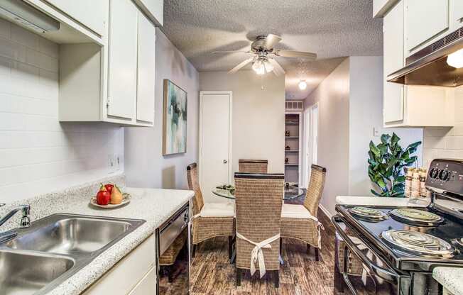 Monarch Pass Apartments in Fort Worth, TX photo of view of dining room from kitchen