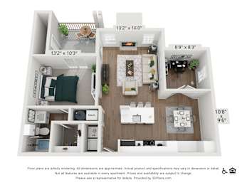 1 bed, 1 bath, 833 sqft, $1,634