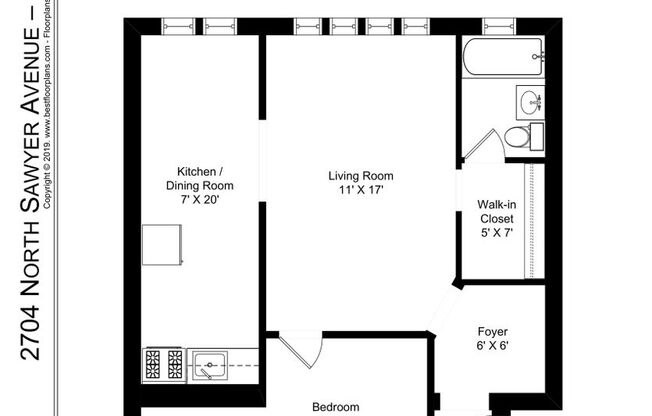 1 bed, 1 bath, 667 sqft, $1,895, Unit Sawyer-305