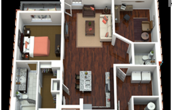 1 bed, 1.5 baths, 991 sqft, $2,078