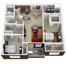 2 beds, 2 baths, 1,265 sqft, $1,465