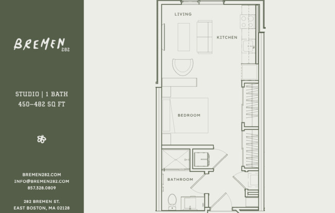 Studio, 1 bath, 450 sqft, $2,550, Unit 520