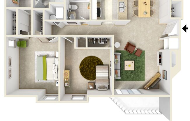 2 beds, 2 baths, 870 sqft, $1,735, Unit 10-112