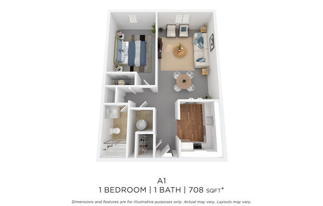 1 bed, 1 bath, 708 sqft, $1,099