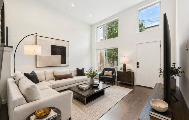 Rare 2-Car Gated Parking, Garage, Private Deck & Roof Deck with Skyline Views