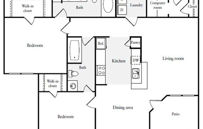 2 beds, 2 baths, 1,055 sqft, $1,581