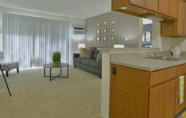 Kitchen and Living Room at Eastgate Woods Apartments, 45103