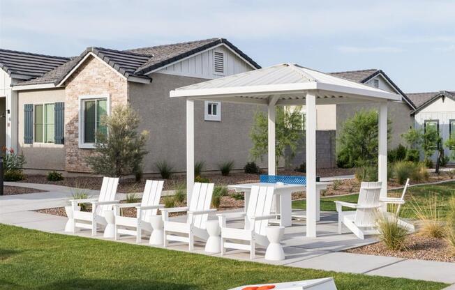 Patio on pool with chairs