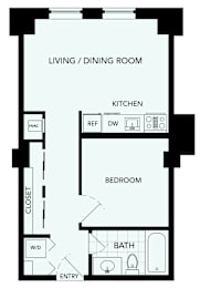 1 bed, 1 bath, 495 sqft, $1,975