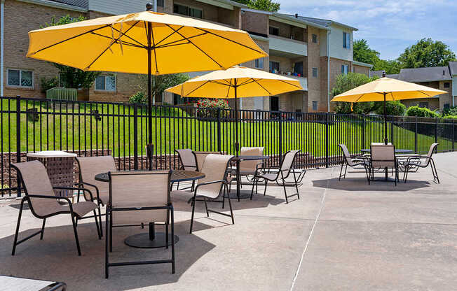 Shaded Chairs at The Apartments at Saddle Brooke, Cockeysville, Maryland