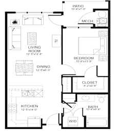 1 bed, 1 bath, 706 sqft, $963