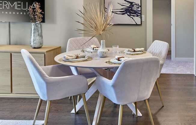 Open layout dining area at Vermella Lyndhurst apartments, Lyndhurst, NJ, 07071