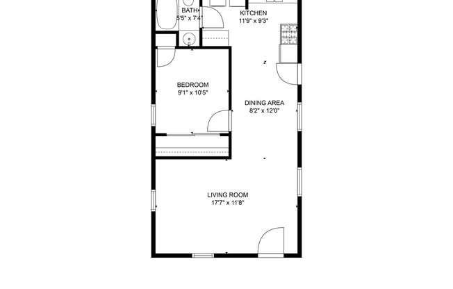 1 bed, 1 bath, 578 sqft, $1,095, Unit 617