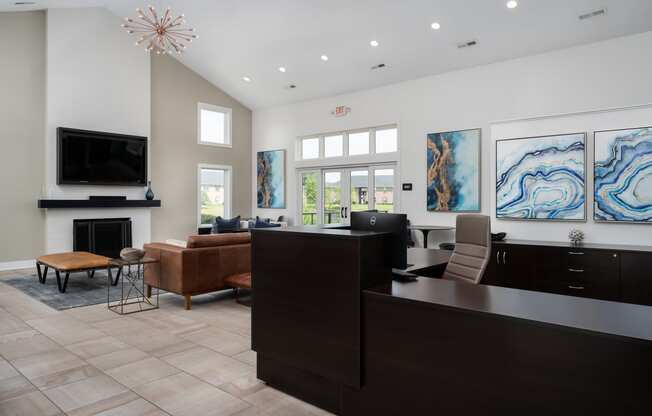 the lobby at the bradley braddock road station apartments
