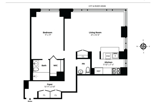 1 bed, 1 bath, 849 sqft, $5,300, Unit 26G