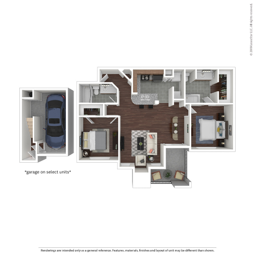 2 beds, 2 baths, 1,032 sqft, $1,530