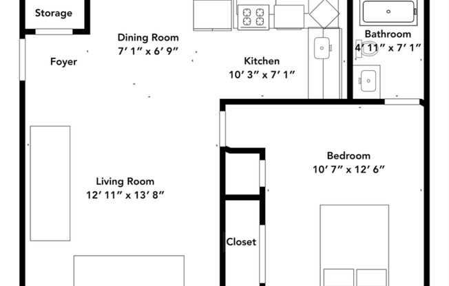 1 bed, 1 bath, 600 sqft, $1,150, Unit 723-11