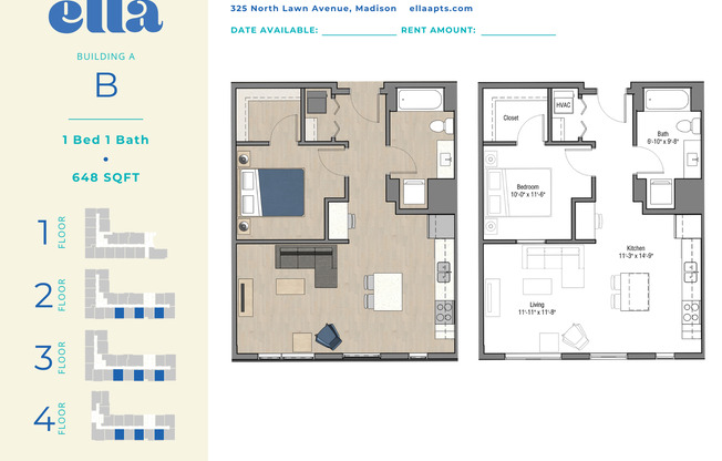 1 bed, 1 bath, 648 sqft, $1,090, Unit A212