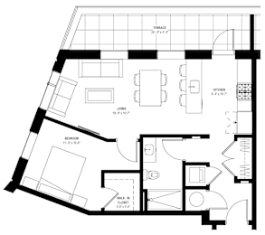 1 bed, 1 bath, 709 sqft, $2,250