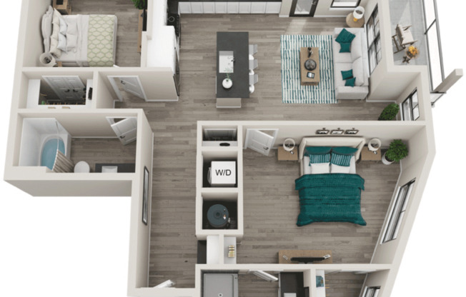 2 beds, 2 baths, 1,121 sqft, $2,170, Unit 1225