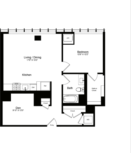 1 bed, 1 bath, 943 sqft, $4,460, Unit 415