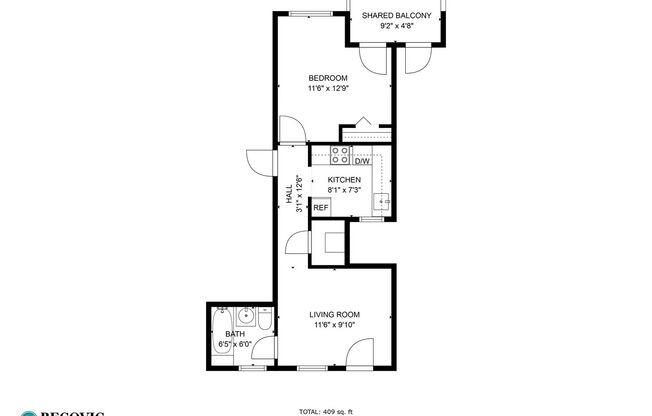 1 bed, 1 bath, 409 sqft, $1,675, Unit 7445-212