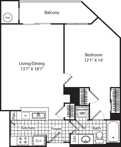 1 bed, 1 bath, 714 sqft, $2,536