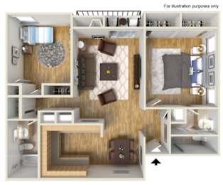 2 beds, 2 baths, 956 sqft, $1,537
