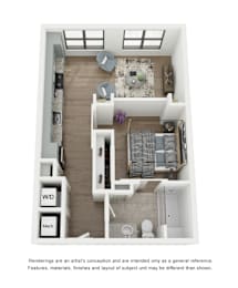 Studio, 1 bath, 590 sqft, $1,275