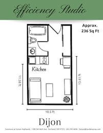Studio, 1 bath, 236 sqft, $1,055