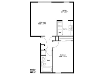 1 bed, 1 bath, 645 sqft, $1,025