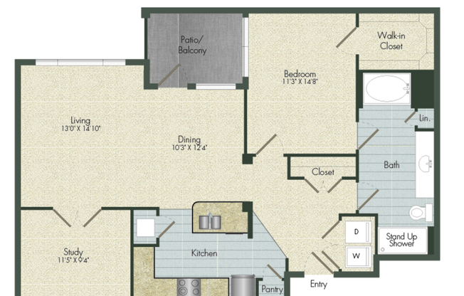 1 bed, 1 bath, 1,113 sqft, $1,673