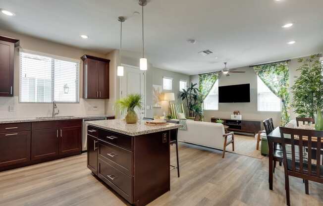 Kitchen and Living Room at Bella Victoria Apartments in Mesa Arizona January 2021