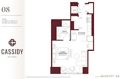 Studio, 1 bath, 585 sqft, $2,534