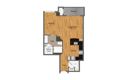 Studio, 1 bath, 653 sqft, $1,485