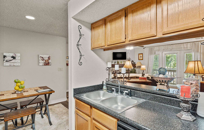 kitchen with a double bowl sink