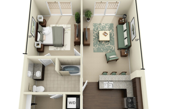 1 bed, 1 bath, 691 sqft, $1,315