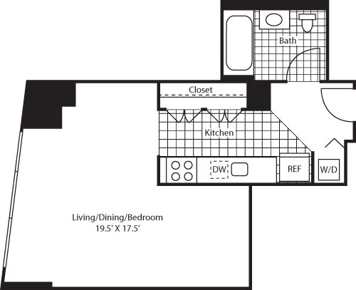 Studio, 1 bath, 505 sqft, $2,864, Unit 2601
