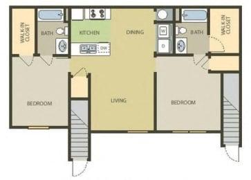 2 beds, 2 baths, 1,002 sqft, $1,370